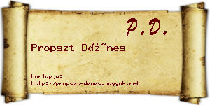 Propszt Dénes névjegykártya